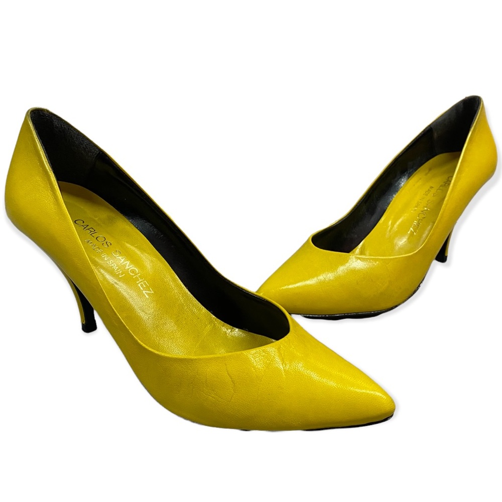 Carlos Sanchez - Leather - Yellow - Closed Toe Low Heels - Size 7.5